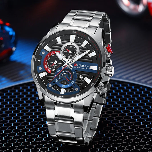 CURREN Men's Classic Stainless Steel Chronograph Wristwatch